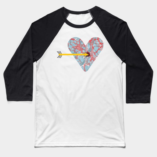 Marbled Paper Heart Baseball T-Shirt by MarbleCloud